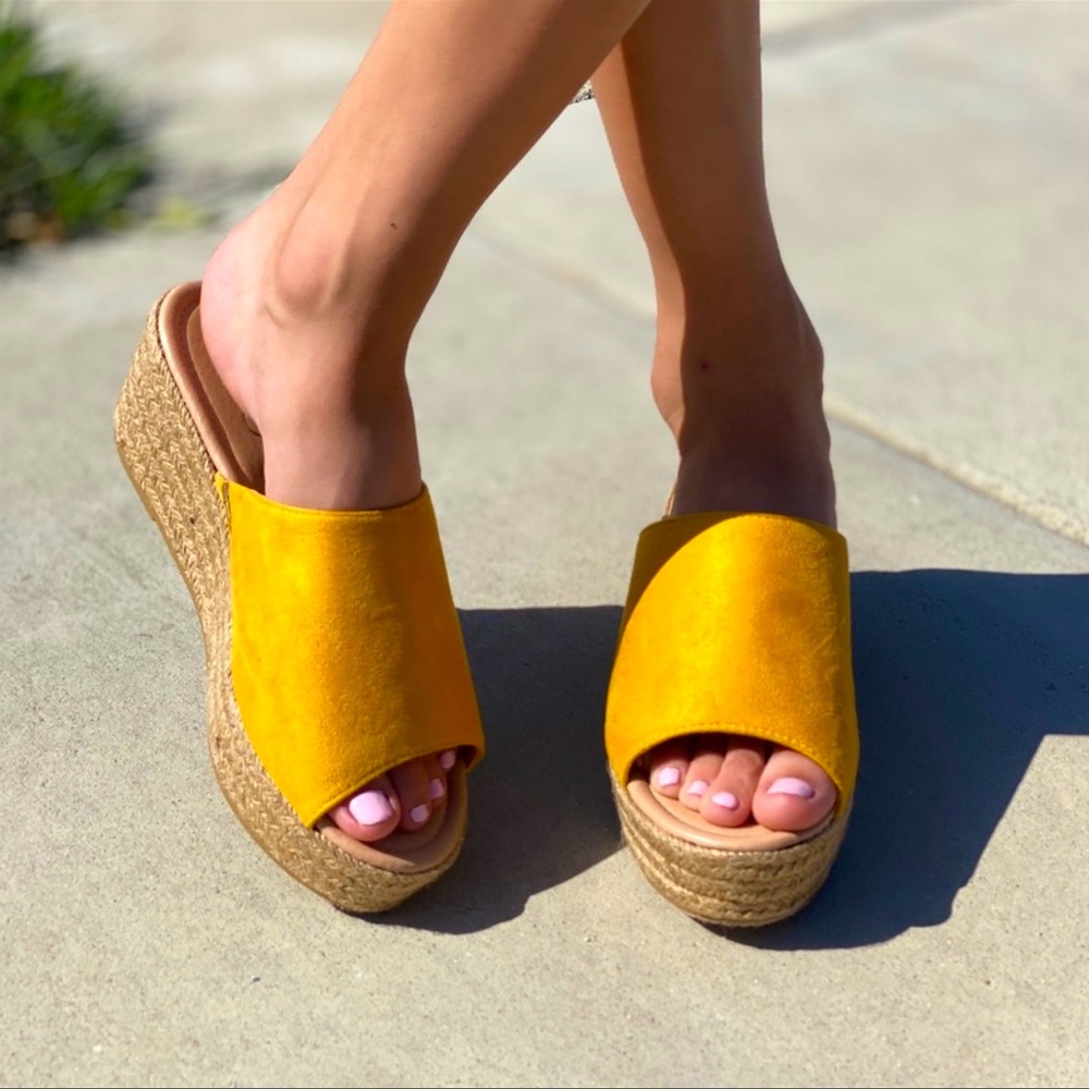 3 pack Mustard peep toe espadrille